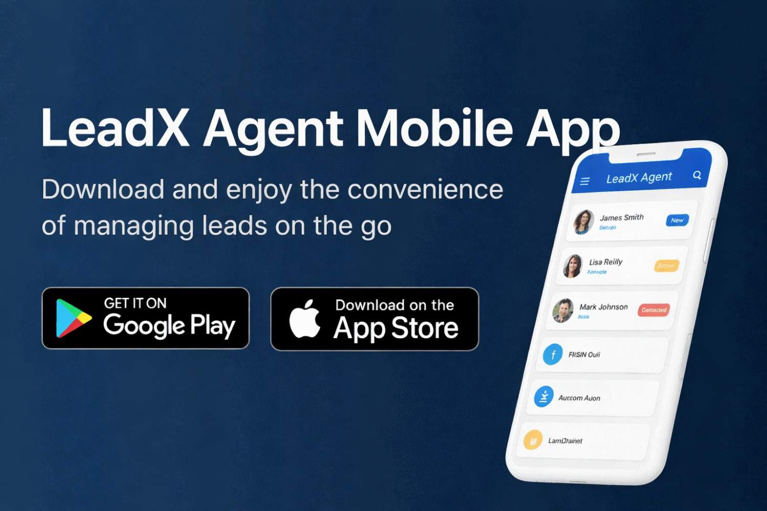 LeadX Mobile App Preview on iPhone and Android
